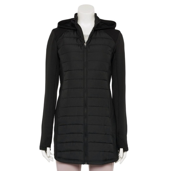 Tek Gear Jackets & Blazers - Women's Tek Gear® Hooded Long Mixed-Media Jacket Black Size XXL